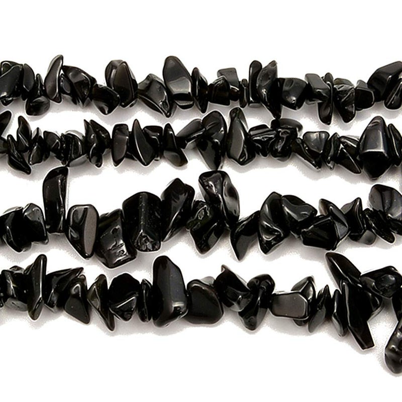PLTbeads 5-8mm Natral Healing Gemstone Waist Bracelets Necklace Kit Irregular Stone DIY Crafts Design Jewelry Making 1 Strand per Bag Approxi 34 inch (Black Obsidian Chips) - Image 4